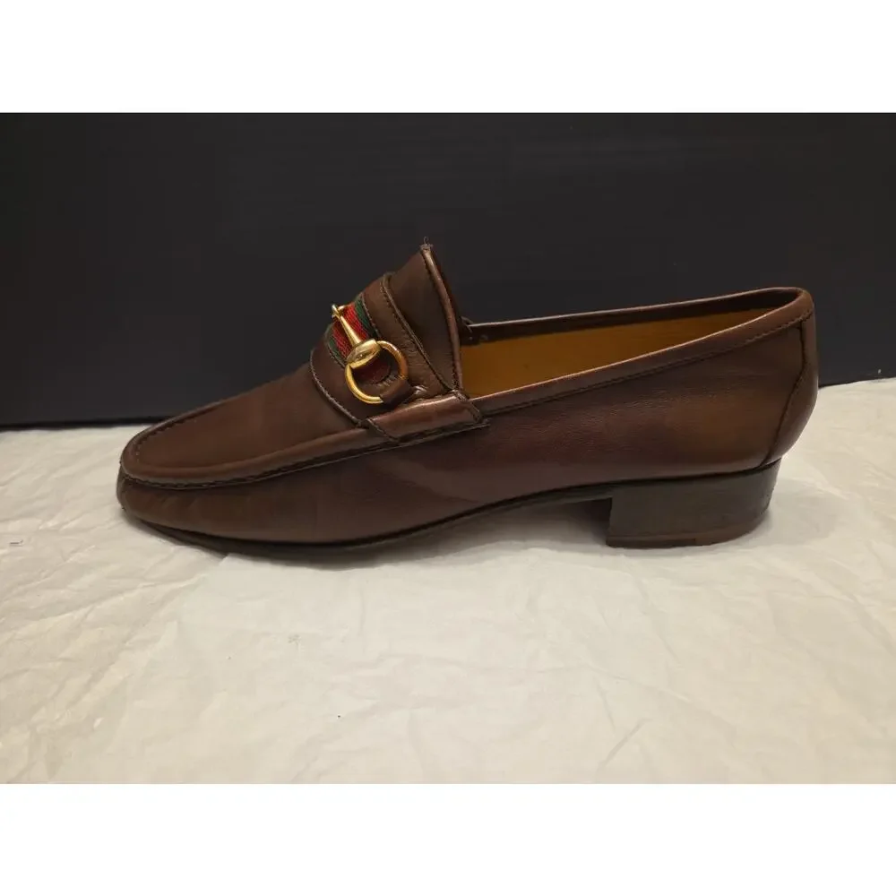 GUCCI 1953 Brown Leather Gold Horsebit Loafer, Sz UK 8, US 8.5 Eu42